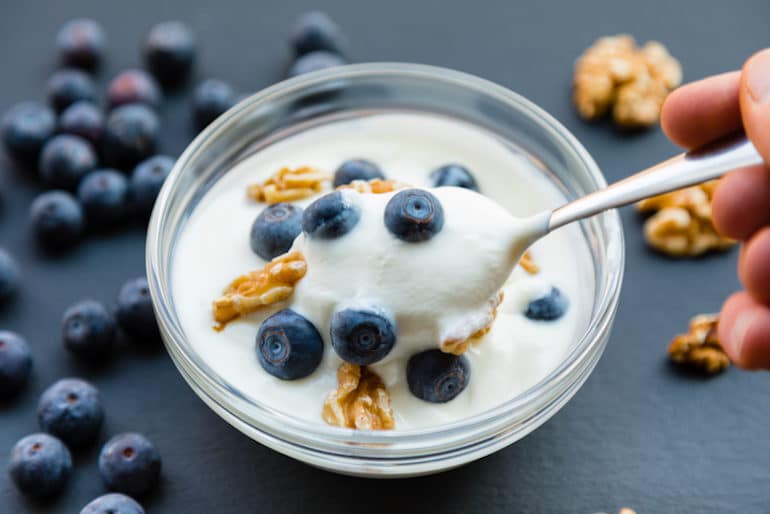 Greek Yogurt and Blueberries - Healthy Snacks for Weight Loss - The Wellnest by HUM Nutrition