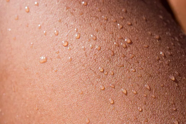 Water drops on woman